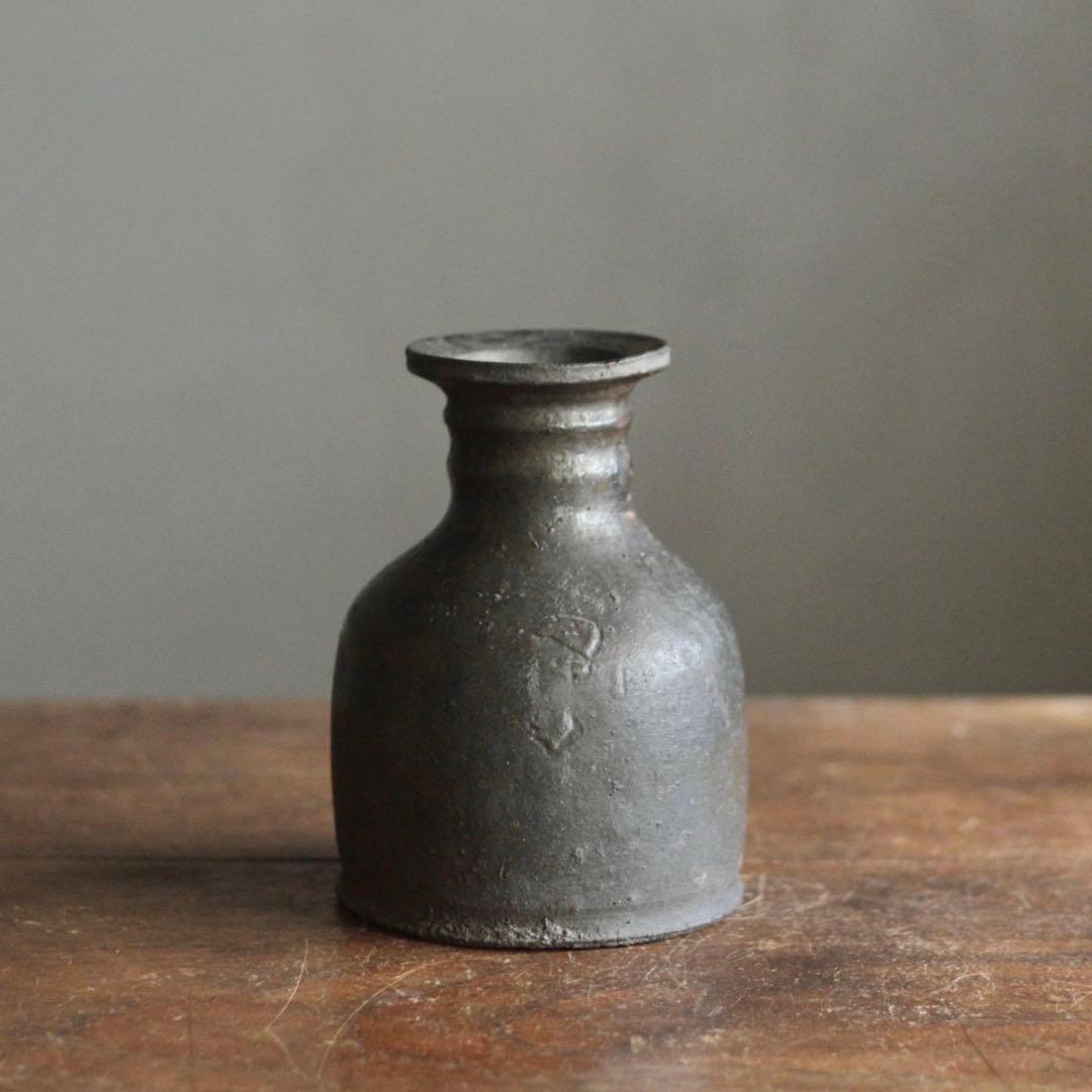能野焼 薩摩苗代川焼 仏花器 古美術 古道具 アンティーク 花入 徳利 古薩摩