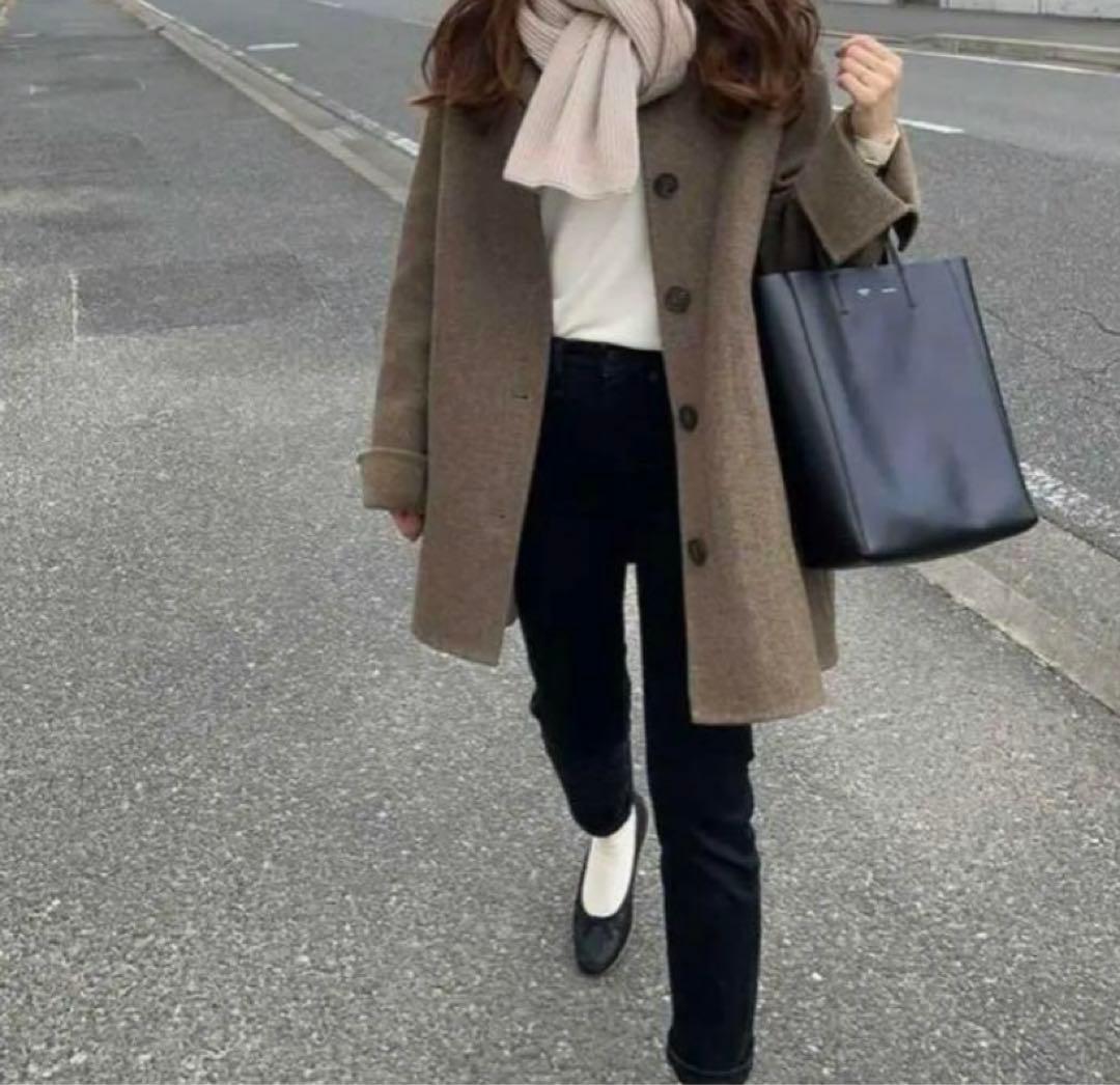 as.style ステンカラー ハンドメイド ミドルコート ブラウン nugu