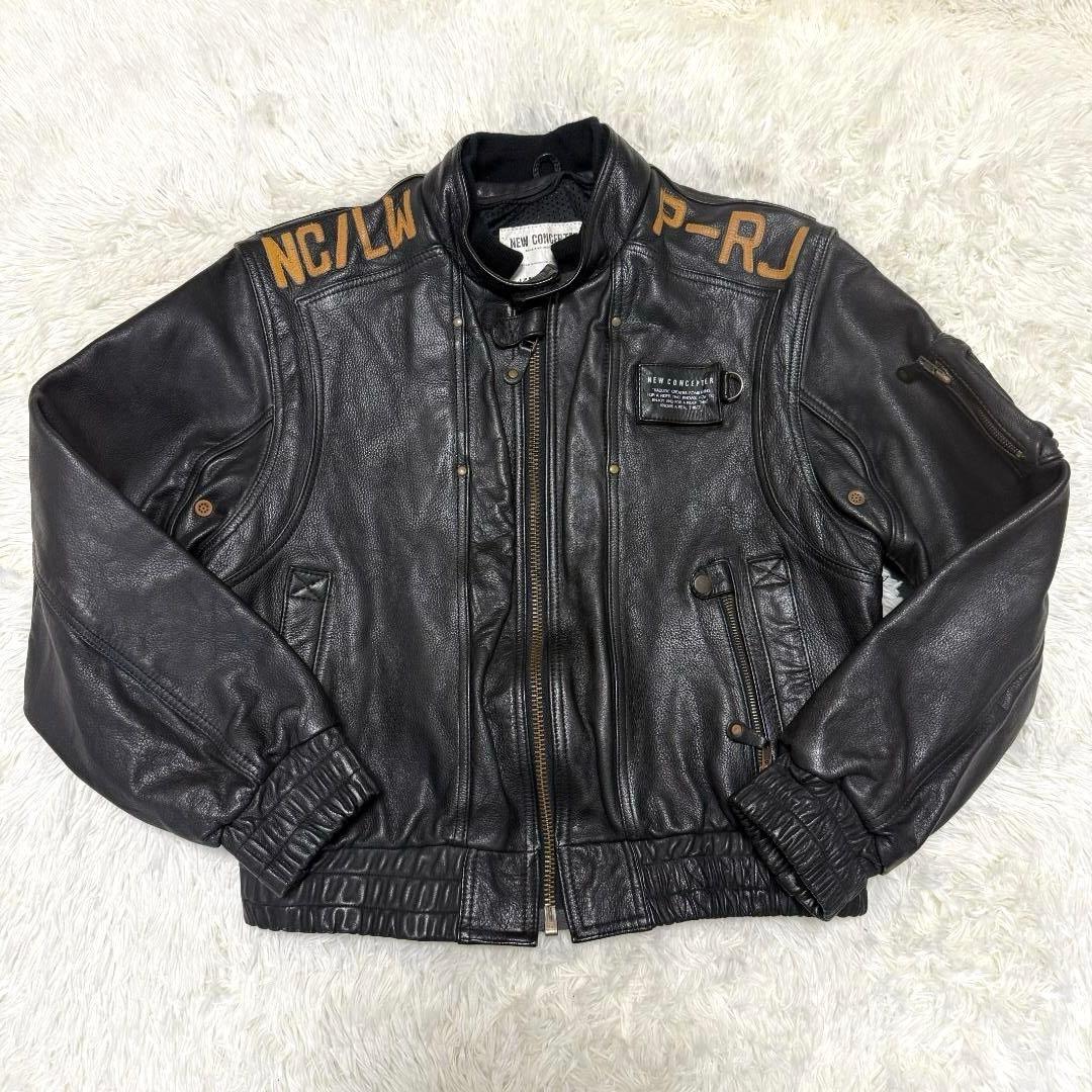 カドヤ ニューコンセプター レザー ライダースジャケット 黒 L-XL相当