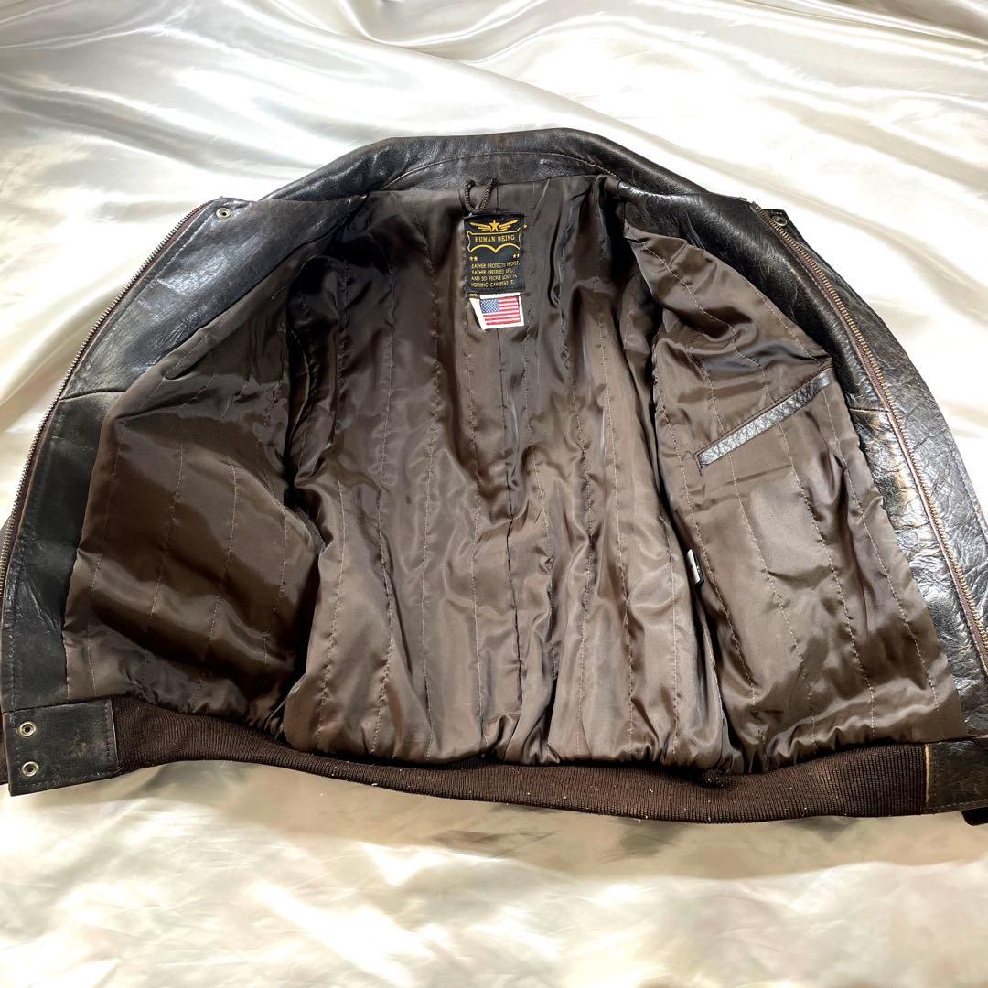 希少　HUMAN BEING レザー　A-2フライトジャケット　38 ブラウン