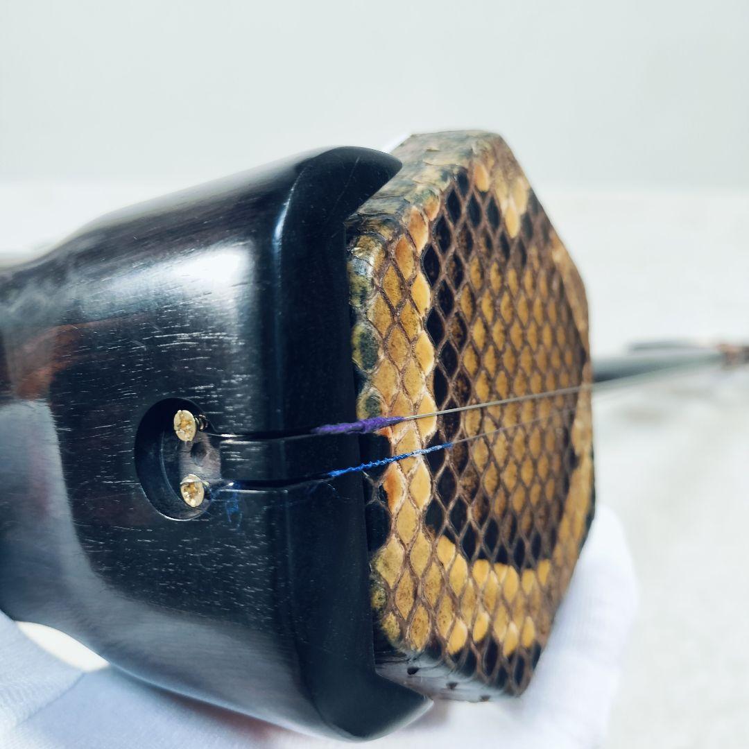 【良品】二胡　黒檀精品　蛇革　ケース付き　弓付き　説明書あり