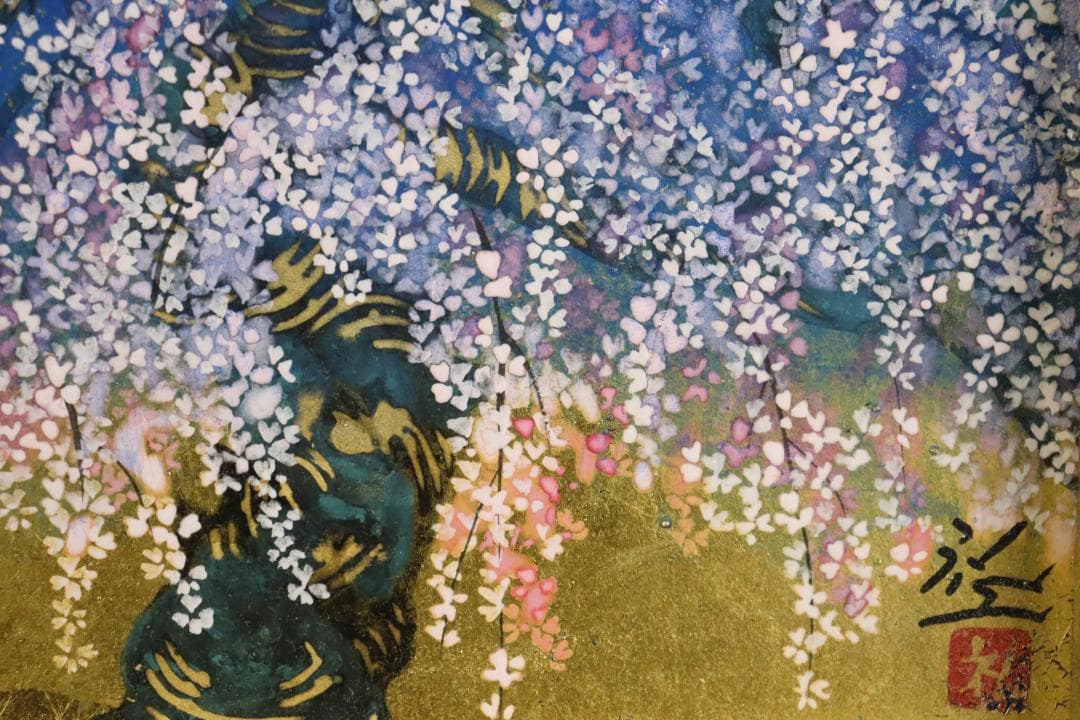 真作保証 平松礼二 「桜月」 日本画3号 共シール タトウ箱付 宵桜 傑作品