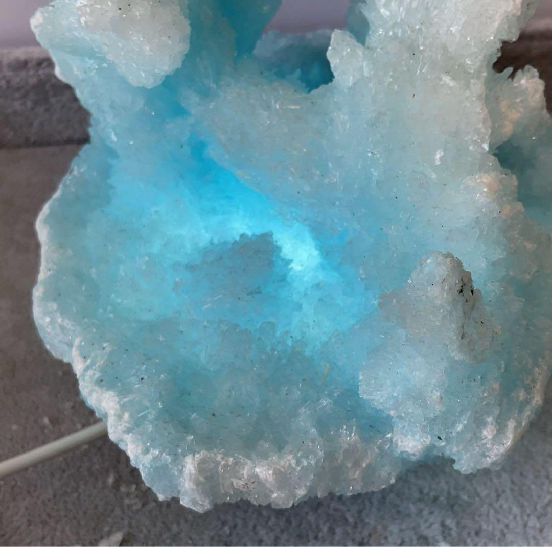 T991-2アクアマリン水晶結晶　原石ジオードクラスター　天然石