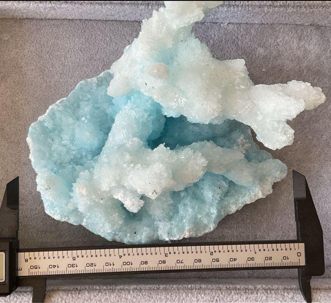 T991-2アクアマリン水晶結晶　原石ジオードクラスター　天然石