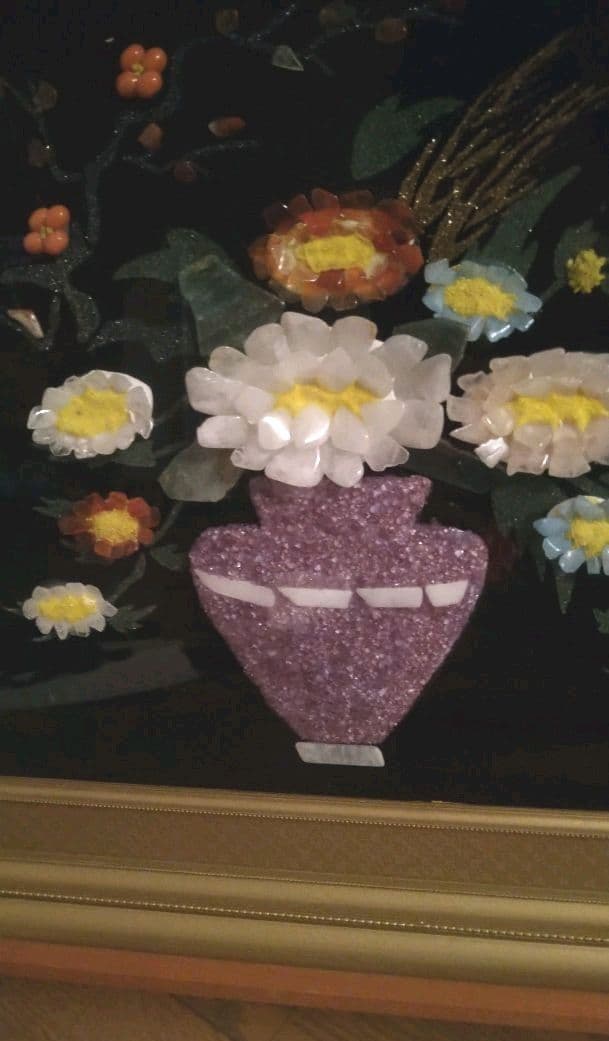 貴石画・天然石画・宝石画・レトロ・インテリア・アンティーク・額縁