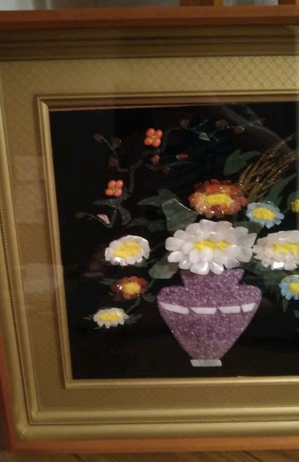 貴石画・天然石画・宝石画・レトロ・インテリア・アンティーク・額縁