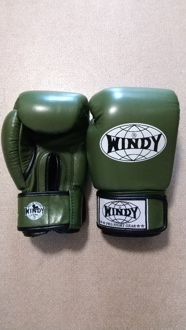 本革製WINDYボクシンググローブ 8oz オリーブグリーン 新品 NP