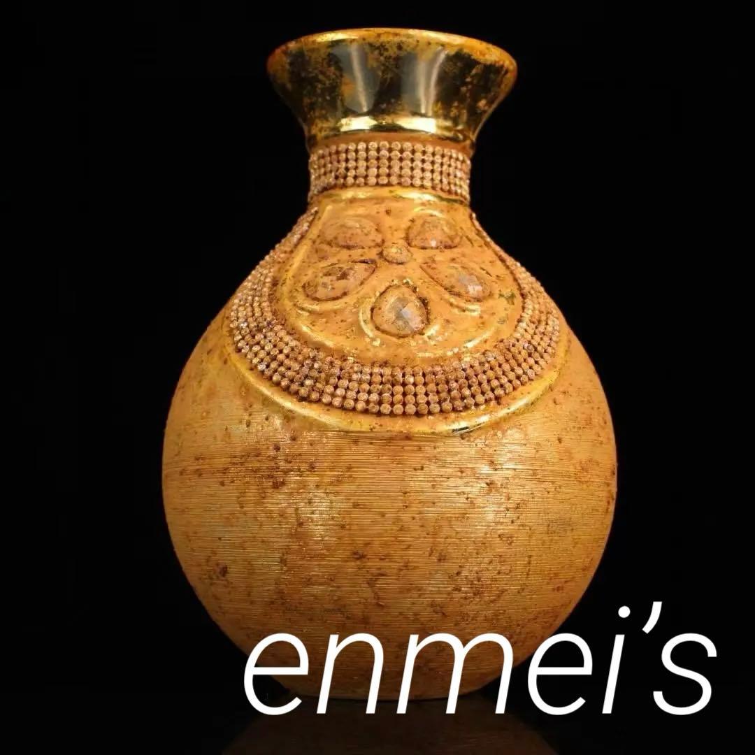 中国古美術・旧蔵宝石鎏金瓷器花瓶・純手作り・茶道具・置物・観賞瓶・文房具・時代物