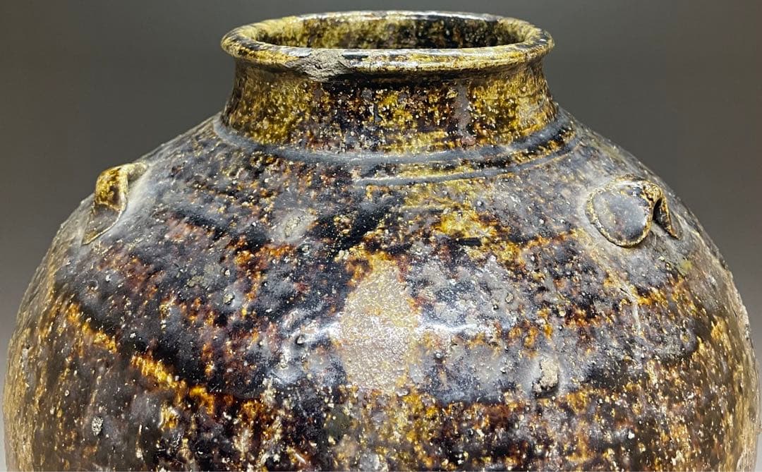 古常滑　三耳壺　胡麻だれ　大壺　32cm 　　　n577