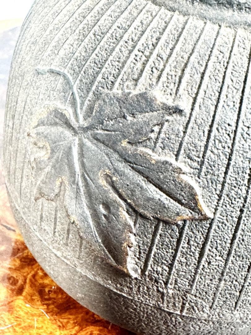 明治時代 金寿堂 描金銀葉 唐銅蓋鉄瓶 本体在銘 急須 茶壺 稀少WWST038