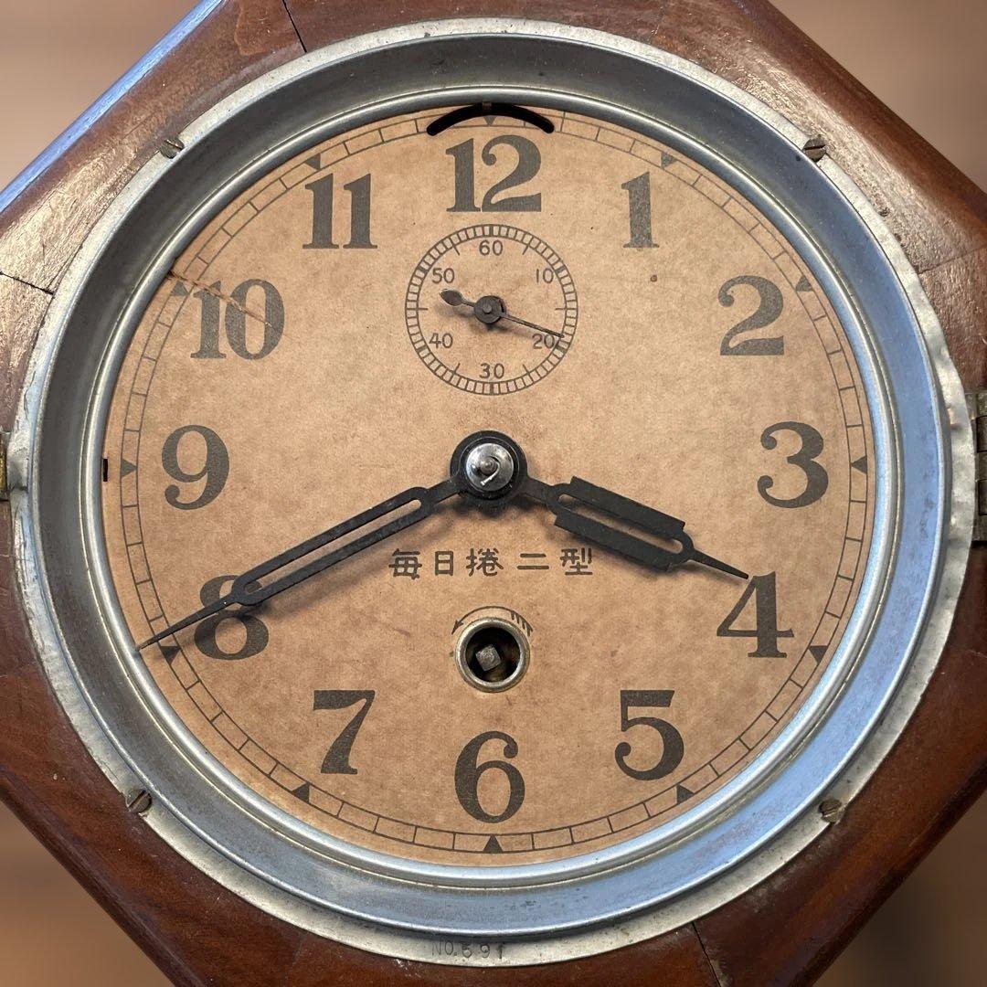 アンティーク古時計 八角形 木製掛時計