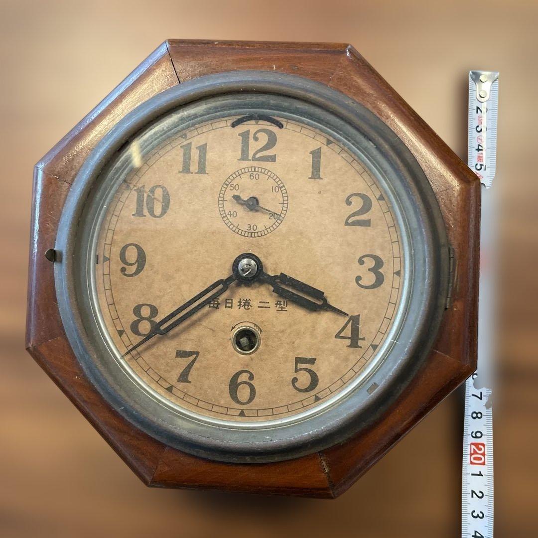 アンティーク古時計 八角形 木製掛時計