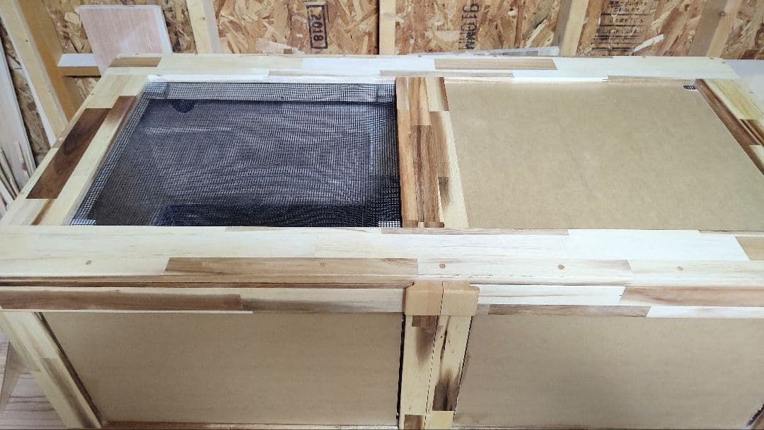 アカシア集成材15ミリ幅120縦500奥行600蜜蝋オイル仕上げ