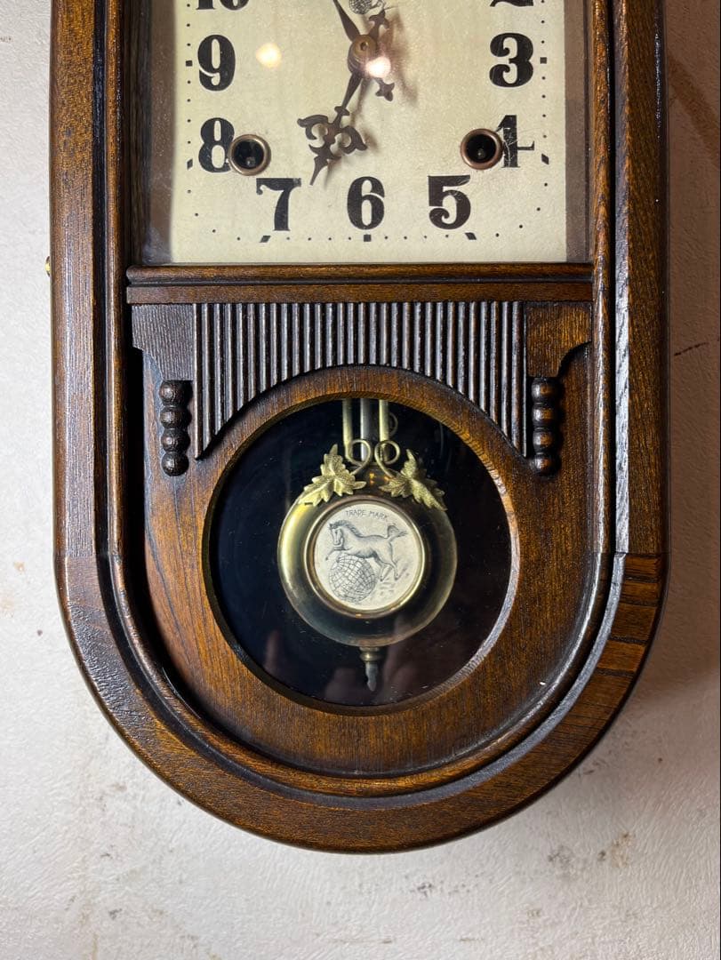 尾張時計　U型　柱時計　古時計　振り子　レトロ　精工舎　ゼンマイ　ボンボン　雑貨