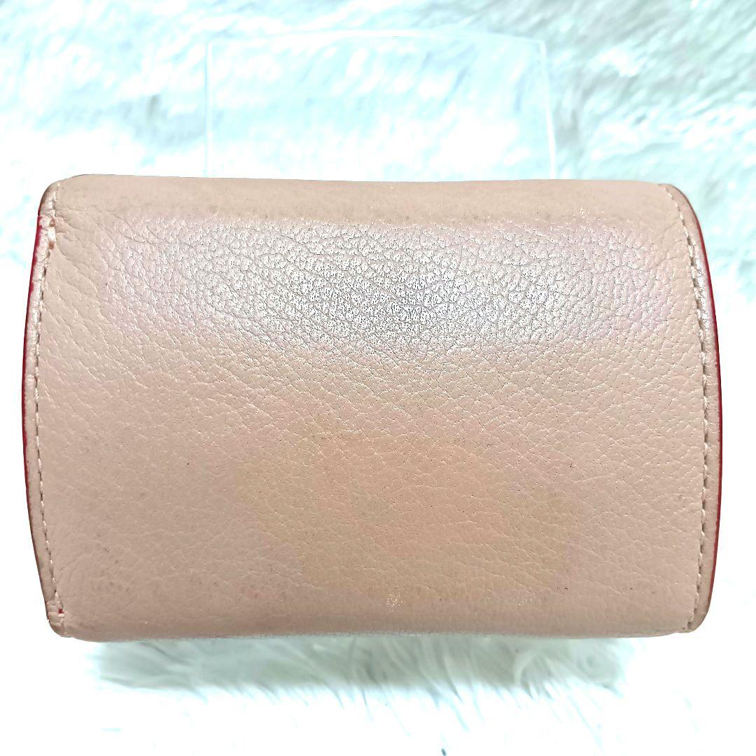 ミュウミュウ　三つ折り財布　マドラスラブ　ハート　ピンク　レザー　 正規品