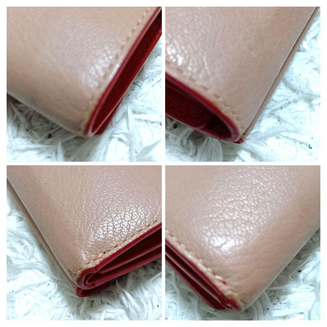 ミュウミュウ　三つ折り財布　マドラスラブ　ハート　ピンク　レザー　 正規品