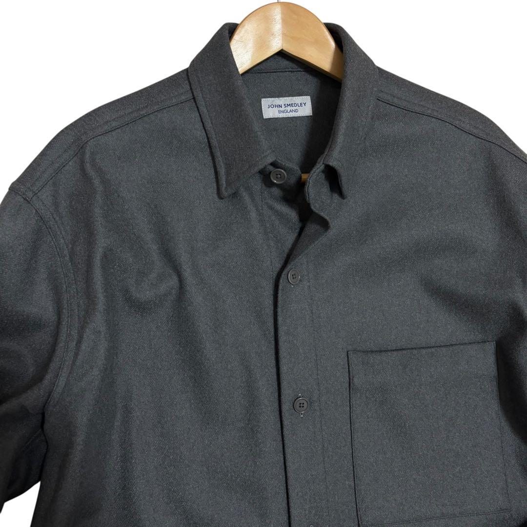 【最高級】ジョンスメドレー ウールカシミヤ CPOジャケット グレー L 日本製