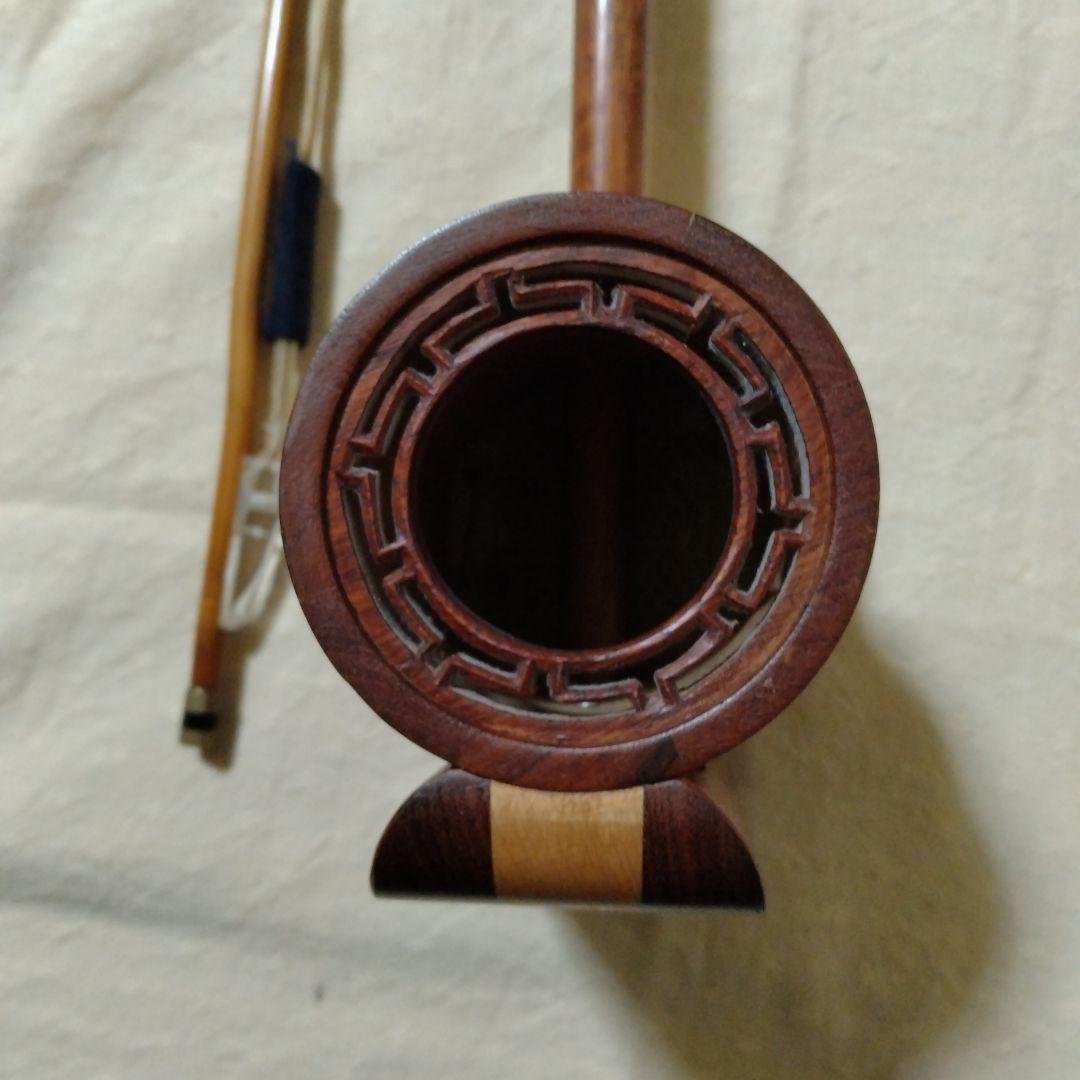 高級二胡　竜頭　龍頭　手彫り