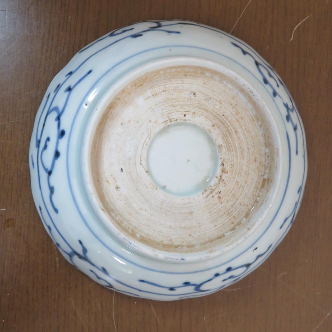 なます皿 小皿 5枚 車輪 書 古伊万里 染付 江戸 中国写し