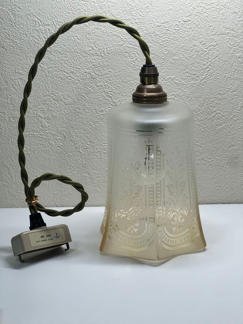 レトロ ガラス ペンダントライト 吊り下げTOSHIBA製