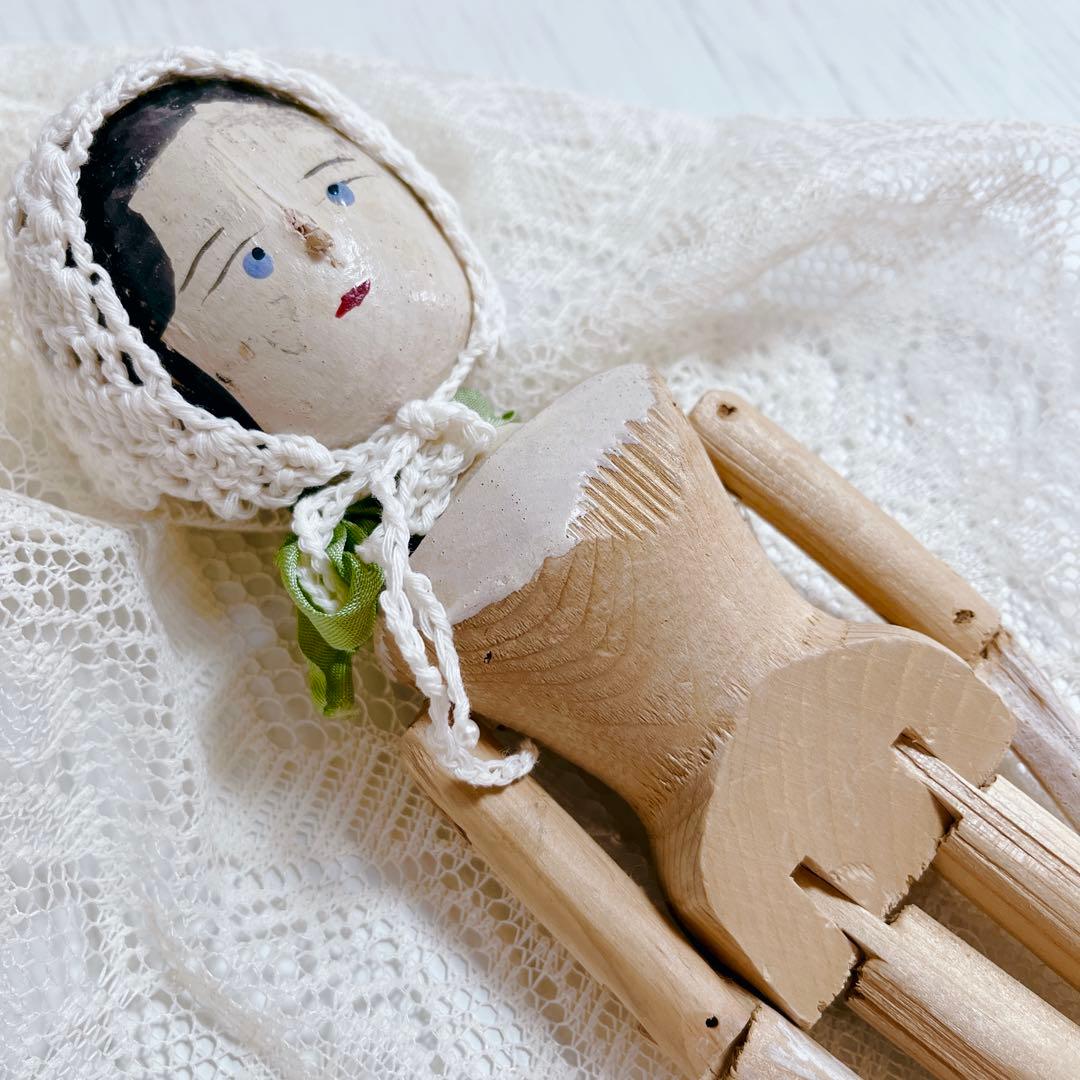 【希少】ペグドール 優しい表情　アンティーク ウッデンドール 木製人形