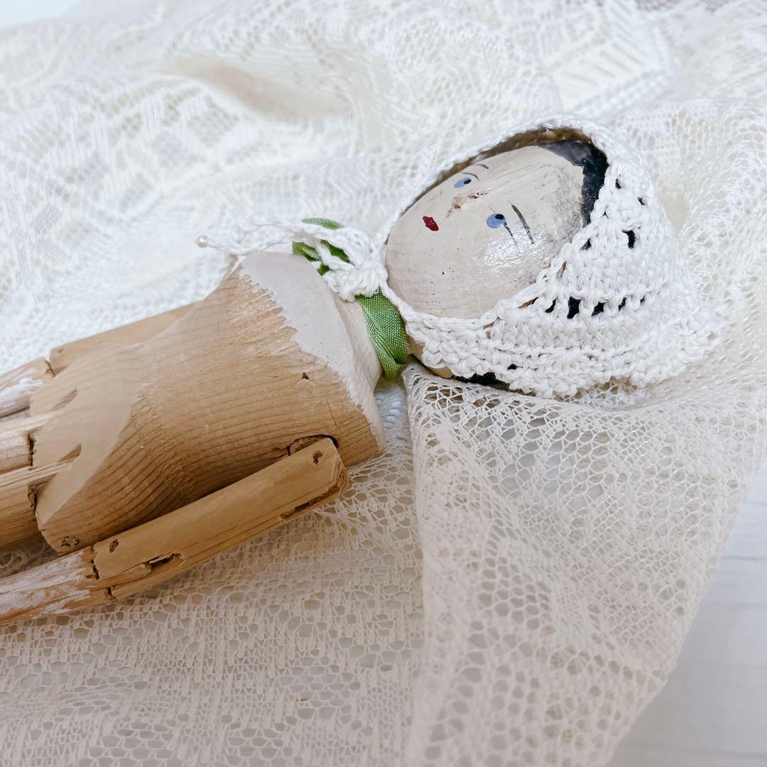 【希少】ペグドール 優しい表情　アンティーク ウッデンドール 木製人形