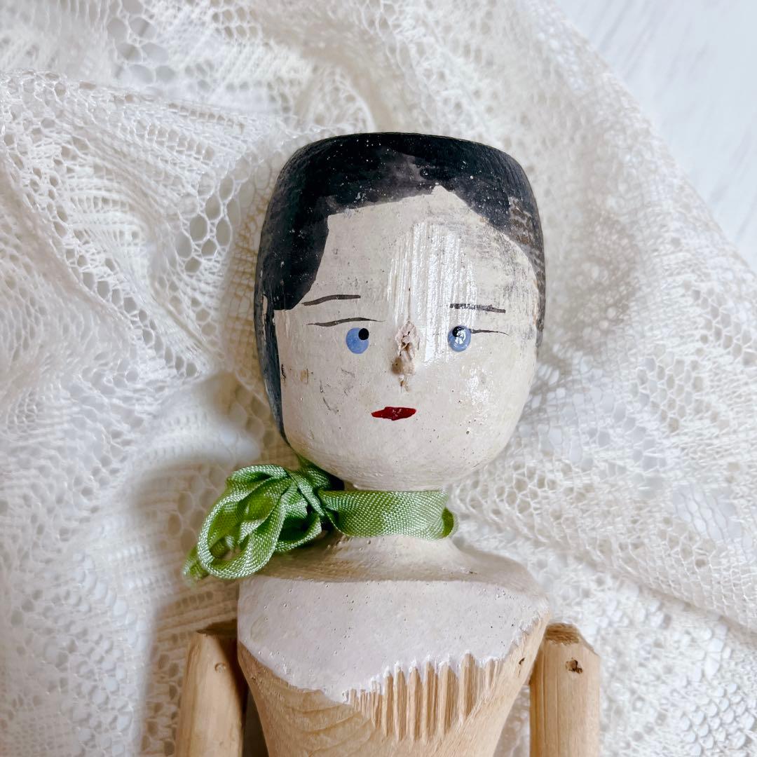 【希少】ペグドール 優しい表情　アンティーク ウッデンドール 木製人形