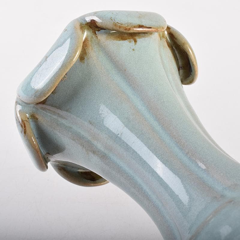 中国　釣窯　粉青　花口瓶　高さ約30㎝　V　R7720B