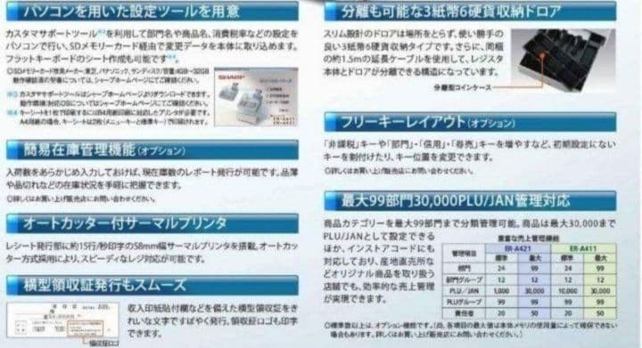 正規品フル設定無料シャープ最上位インボイスレジスターER-A421　210000