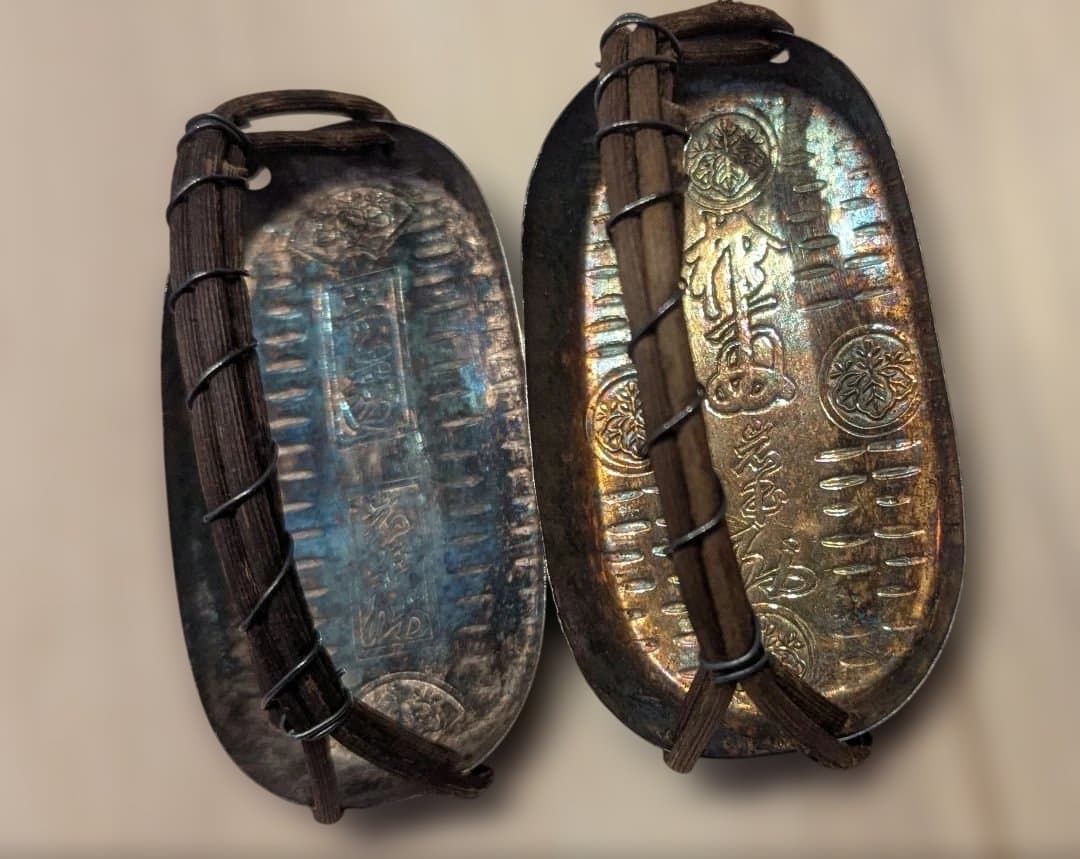 純銀　小判型　楊枝入　SILVER　桐箱　大丸　賞桮受領　骨董