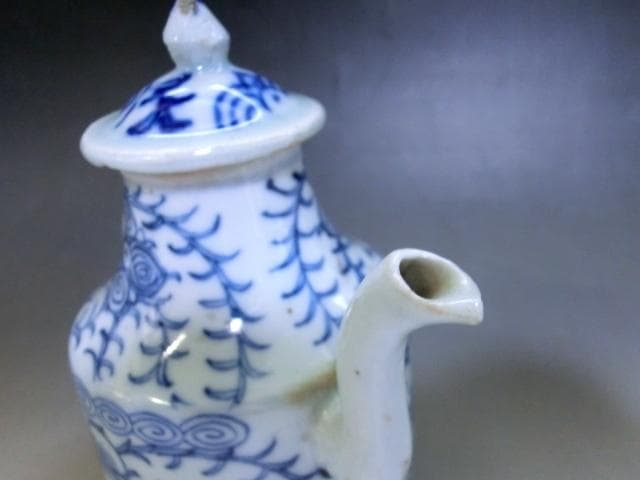 水注■古い染付花唐草紋 水差し お茶道具 古玩 唐物 中国 時代物 骨董品■