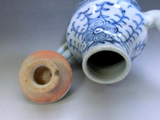 水注■古い染付花唐草紋 水差し お茶道具 古玩 唐物 中国 時代物 骨董品■