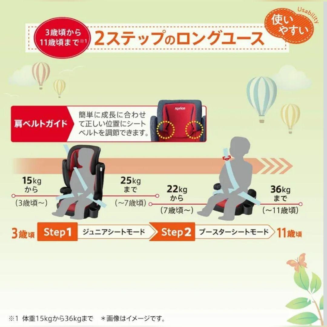 【Aprica】美品 / 送料込 / 車用チャイルドシート (3歳～11歳対象)
