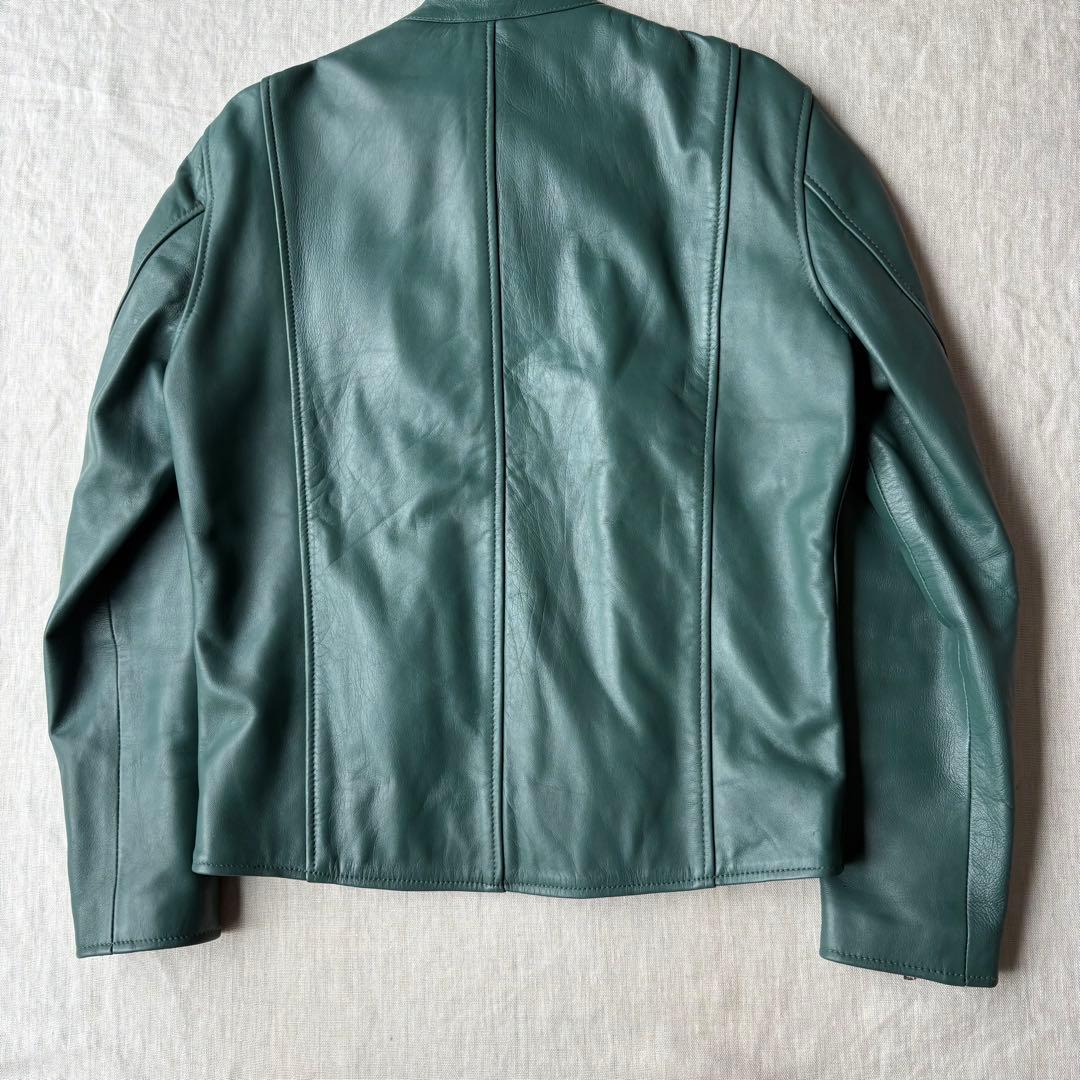 【美品】RH PREMIUM 羊革 希少カラー グリーン ラムレザージャケット