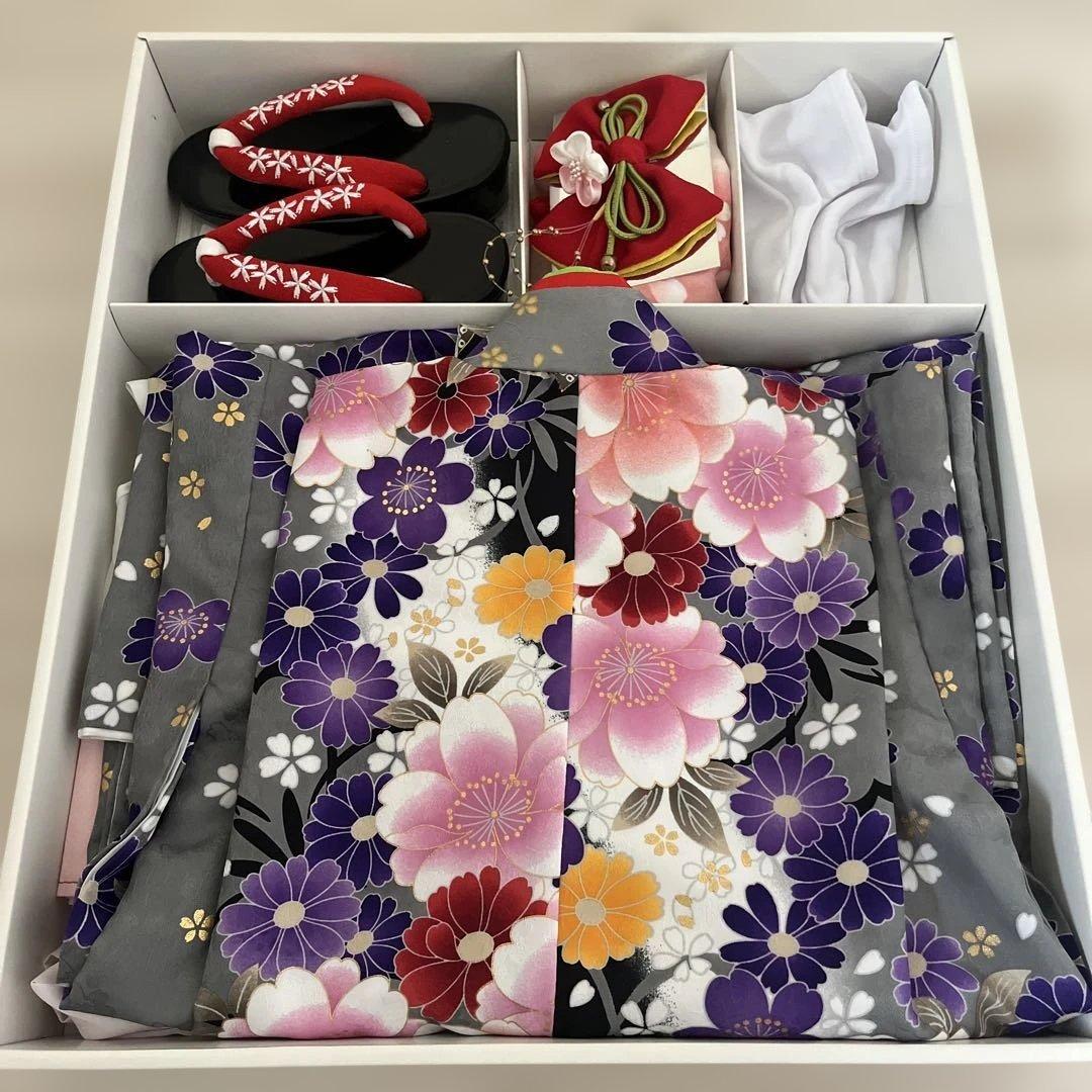 七五三用 3歳 花柄着物一式セット