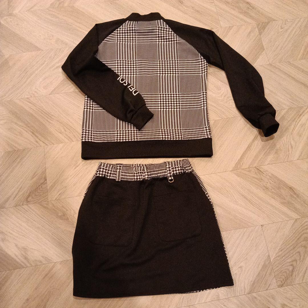 ●DELSOL● チェック柄 ウェアとスカートセットアップ Lsize 伸縮素材