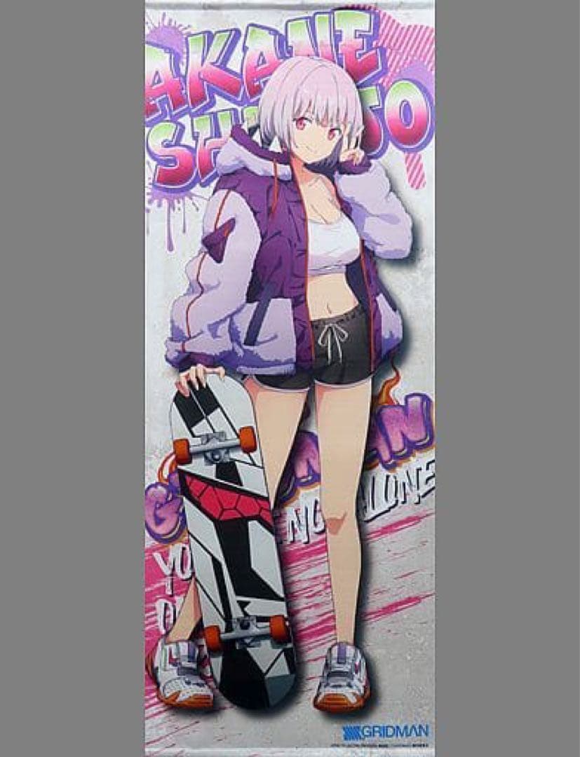 GRIDMAN 新条アカネ 等身大タペストリー スケボー　グリッドマン