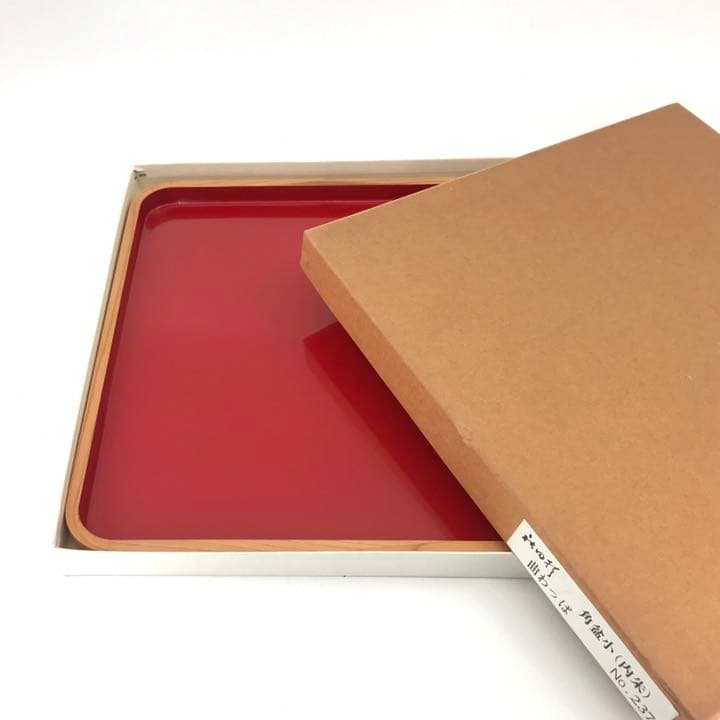 秋田杉 曲わっぱ 角盆 内朱