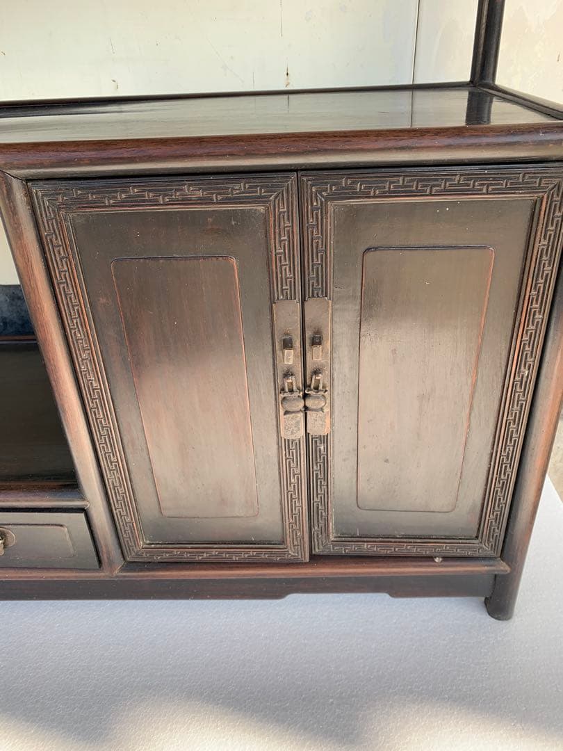 中国家具 古玩 古紫檀 古唐木 雷門 小ぶり 茶棚 無垢材