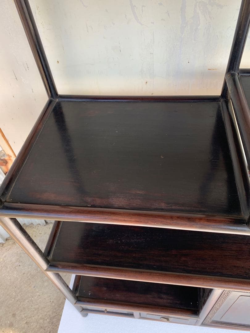 中国家具 古玩 古紫檀 古唐木 雷門 小ぶり 茶棚 無垢材