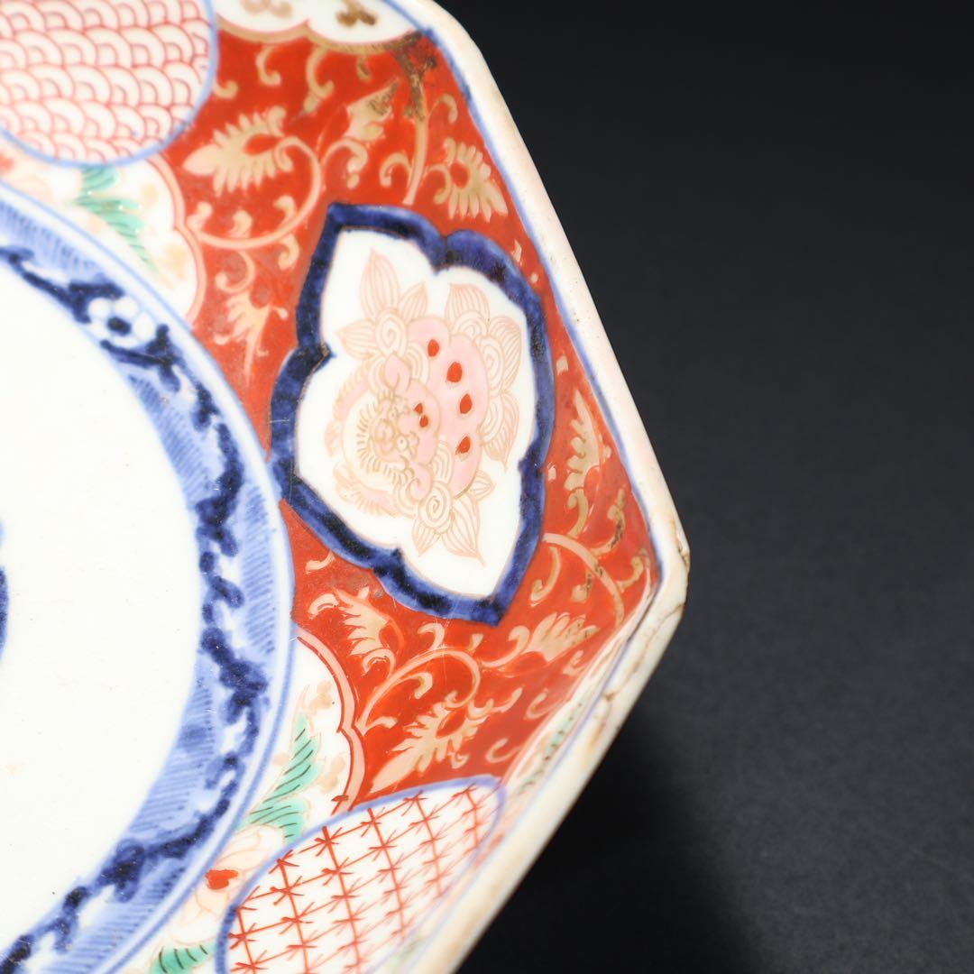 古伊万里金襴手八角鉢　∅ 24㎝　骨董　古伊万里　R0100ラ