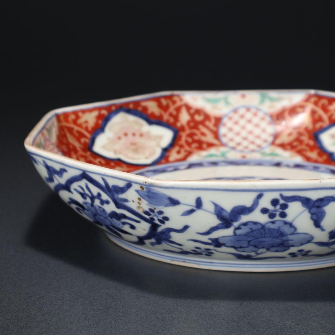 古伊万里金襴手八角鉢　∅ 24㎝　骨董　古伊万里　R0100ラ