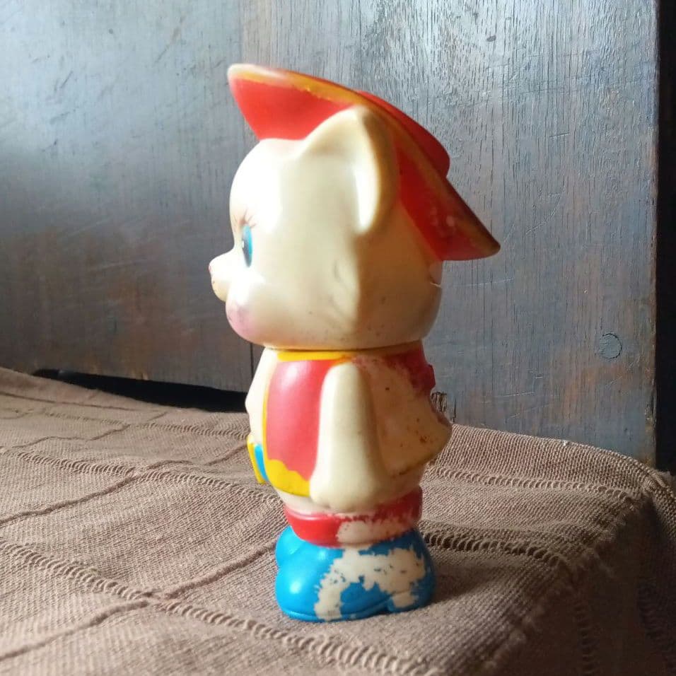 長靴をはいた猫　ソフトビニール人形　貯金箱　昭和レトロ　ソフビ