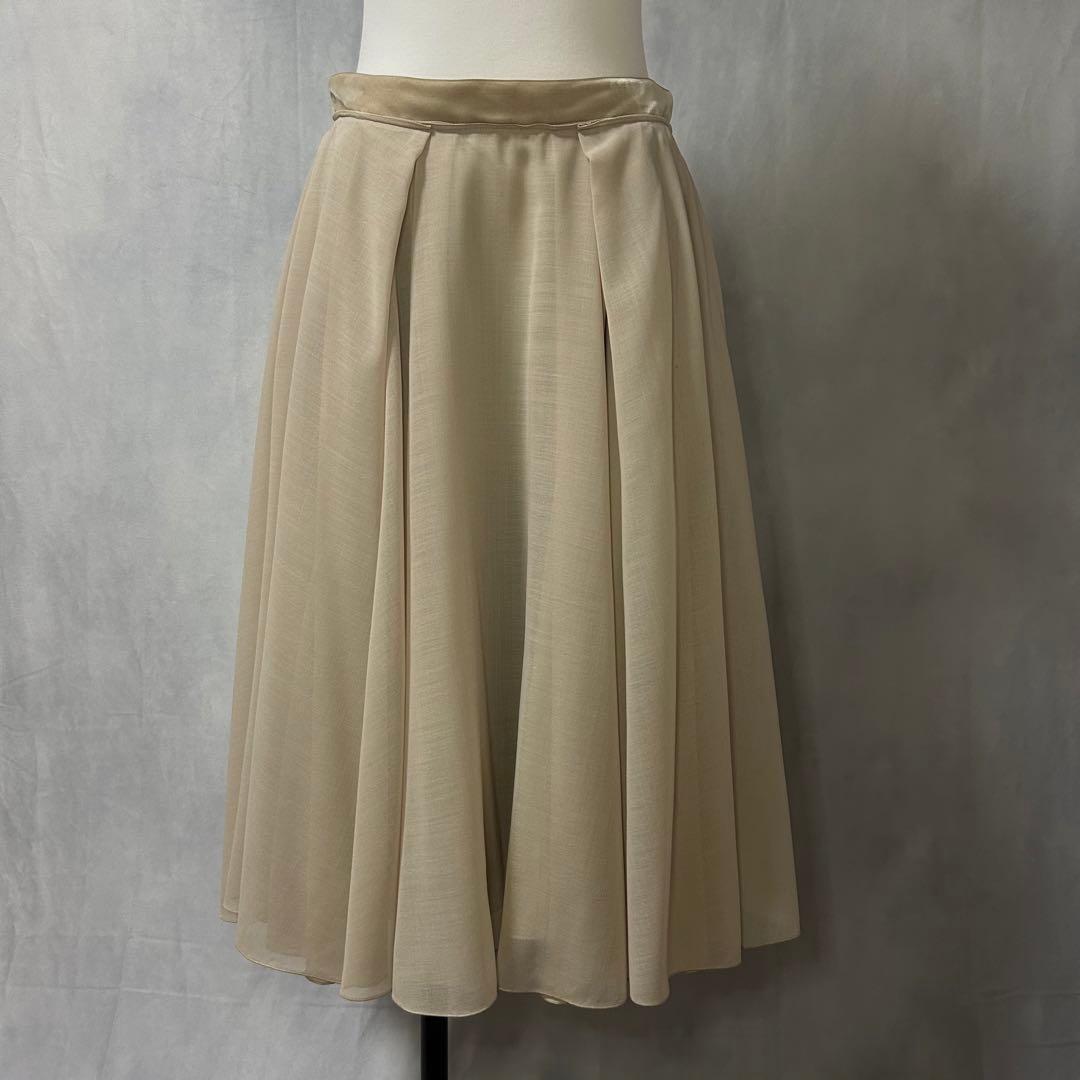 【美品】FOXEY✨フレアスカート チュール【40】ベージュ