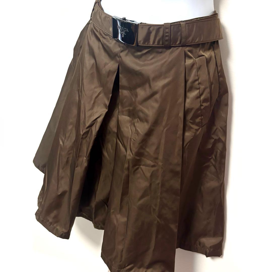 【美品】PRADA プラダ　スカート　カーキ　グリーン　プリーツスカート　38