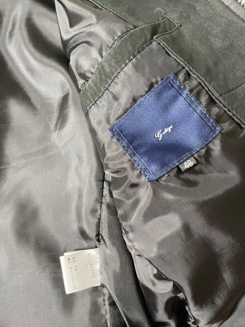 ダークグレー レザー シングルライダースジャケット