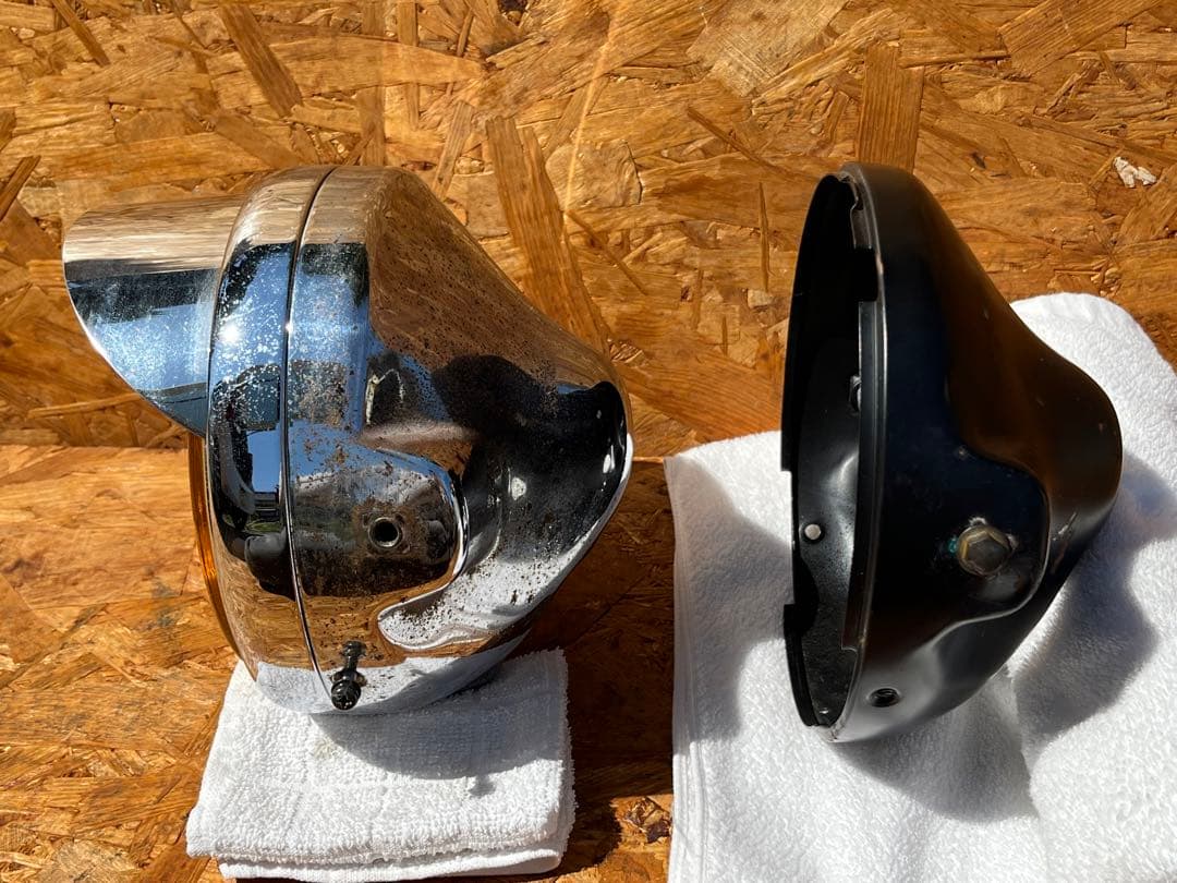 マーシャル 889 ヘッドライト　イエロー　メッキ　ブラック　2個　ライトケース