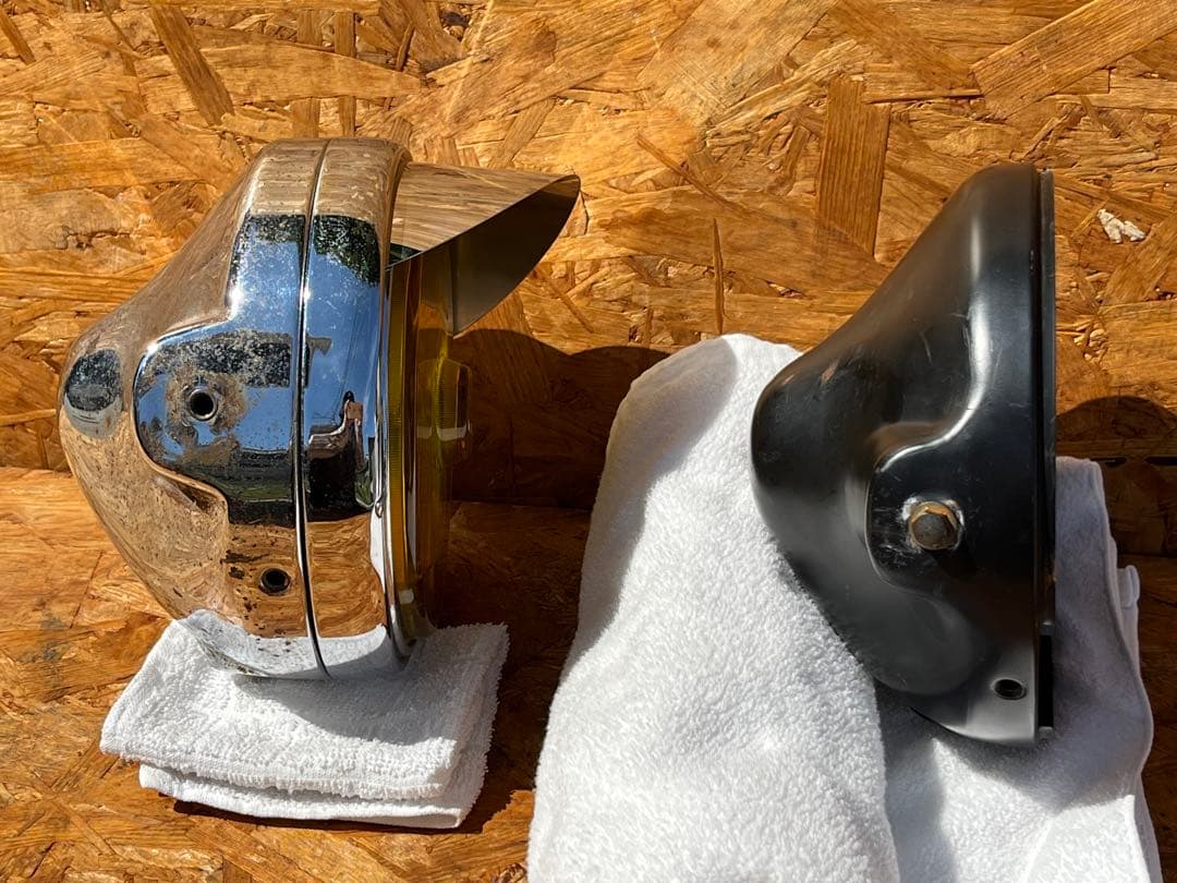 マーシャル 889 ヘッドライト　イエロー　メッキ　ブラック　2個　ライトケース