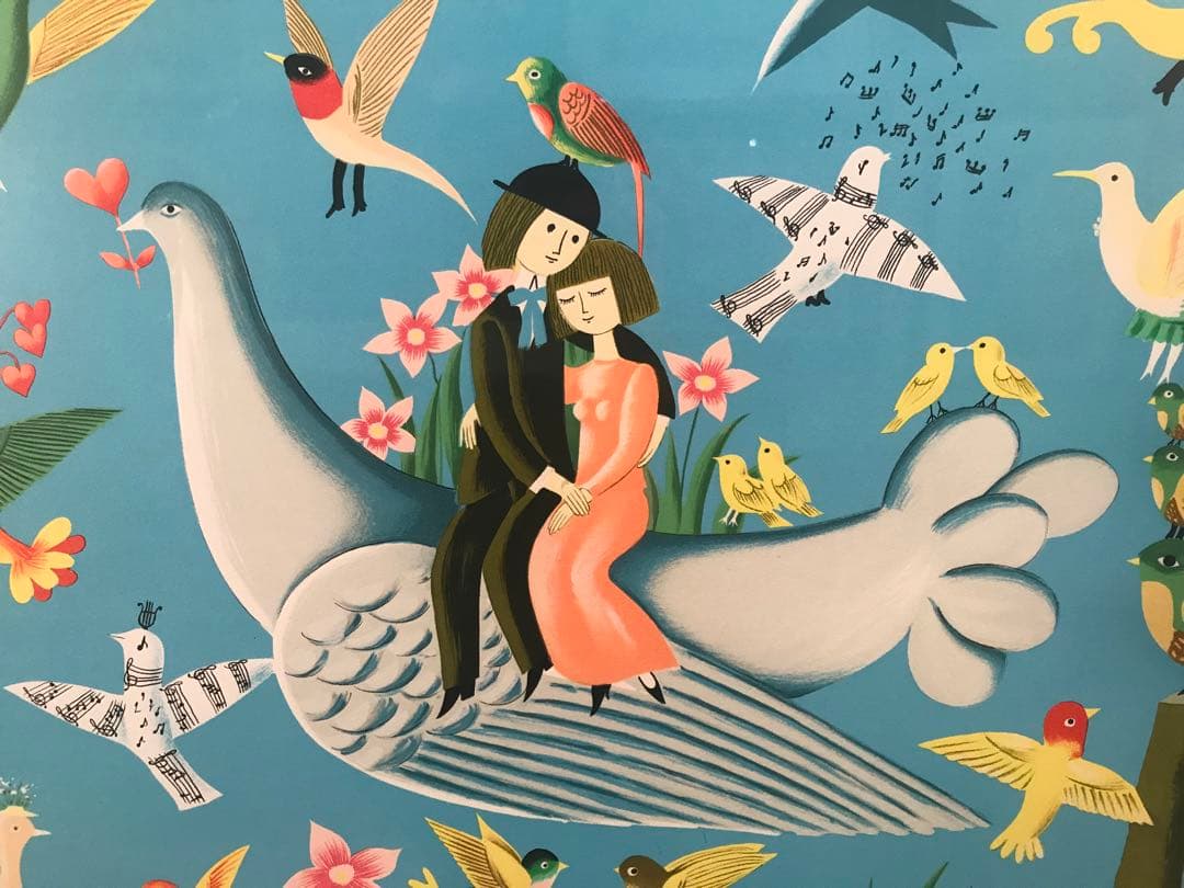 ペイネ　「幸福鳩に乗って」　リトグラフ　直筆サイン・エディション有り