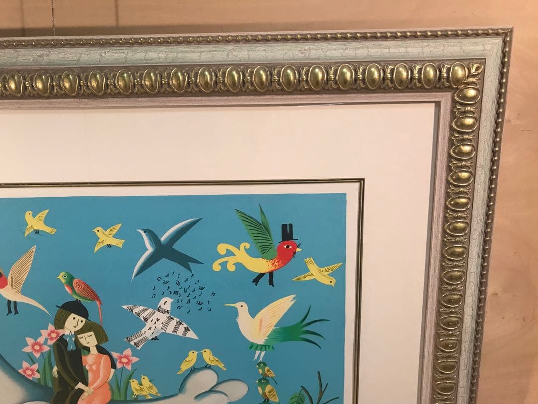 ペイネ　「幸福鳩に乗って」　リトグラフ　直筆サイン・エディション有り